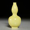 Chinese monochrome yellow double gourd vase