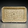 Chinese silver overlaid lacquer dragon tray