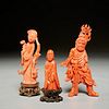 (3) antique Chinese coral carvings