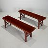 Pair Chinese hardwood long benches