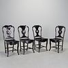 (4) Chinese Export marble-set hardwood chairs