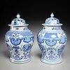 Pair Chinese blue & white ginger jars, ex-Rosselli