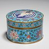 Antique Chinese cloisonne round box and cover