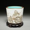 Chinese enameled porcelain brush pot