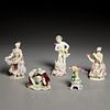 (5) English porcelain figures, incl Bow & Derby