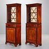 Pair George III mahogany bookcase cabinets