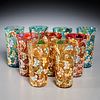 (9) Moser enameled glass tumblers, signed