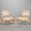 Pair Louis XV style giltwood fauteuils