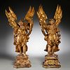 Pair Spanish Colonial giltwood figural prickets