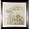 Large antique Neoclassic architectural drawing
