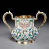 Russian silver and shaded enamel handled cup