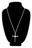 14K YELLOW GOLD CROSS NECKLACE PENDANT ON CHAIN