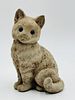 Cast Stone Cat Sculpture With Glass Eyes