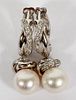 14KT WHITE GOLD AND PEARL DANGLE EARRINGS PAIR