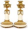 ANTIQUE GILT METAL AND MARBLE CANDLE STICKS