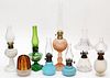 ANTIQUE GLASS FAIRY LAMP AND OIL LAMPS
