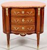 FRENCH WALNUT & FRUITWOOD THREE-DRAWER COMMODE