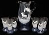 MARY GREGORY ANTIQUE GLASS PITCHER & 6 TUMBLERS