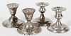 STERLING WEIGHTED CANDLESTICKS LOT OF FOUR