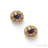 14kt Gold and Amethyst Earclips