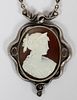 GERMAN CARVED CAMEO PENDANT ON SILVER CHAIN