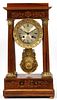 FRENCH EMPIRE ROSEWOOD MARQUETRY MANTLE CLOCK