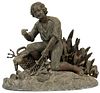 SPELTER FIGURE OF A FISHERMAN CIRCA 1900