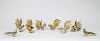 Group of Six Brass Coqueral-Form and Two Brass Pheasant-Form Table Decorations