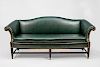 George III Style Mahogany and Green Leather Upholstered Sofa