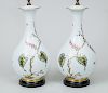 Pair of Rosenthal Porcelain Bottle-Form Vases, Mounted as Lamps