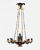 Louis Philippe Style Black Patinated Metal and Parcel-Gilt Eight-Light Chandelier