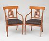 Pair of Russian Neoclassical Style Stained Fruitwood Armchairs