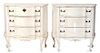 Two Louis XV Style White Painted Chest of Drawers Height of first 29 1/2 x width 30 x depth 12 1/2 inches.