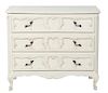 A Louis XV Style Painted Commode Height 33 x width 37 1/2 x depth 17 1/2 inches.