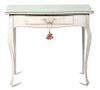 A Louis XV Style Painted Table Height 30 x width 33 x depth 18 inches.
