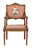 A Louis XVI Style Giltwood Fauteuil Height 37 inches.