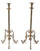 A Pair of Brass Pricket Sticks Height approximately 40 inches.