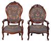 Two Victorian Armchairs Height 39 inches.