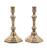 A Pair of George III Brass Candlesticks Height 9 inches.
