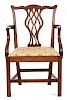 A Chippendale Mahogany Armchair Height 38 1/4 inches.