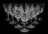 A Set of Ten Waterford Cut Crystal White Wine Glasses Height 5 3/4 inches.