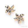 18kt Gold and Diamond Flower Earclips