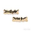 Pair of 14kt Gold Hammered Barrettes
