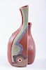 Double Stem Pottery Vase, Abstract Design