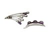 Two Antonio Pineda silver and amethyst brooches