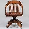 Fruitwood and Metal Swivel Desk Chair