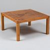 Parquetry Inlaid Walnut and Fruitwood Square Low Table