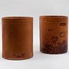 Pair of Leather Waste Paper Baskets