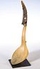 A 19TH C. ESKIMO CARVED HORN LADLE WITH TOTEMIC HANDLE
