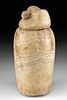 Egyptian Alabaster Canopic Jar of Hapy, Baboon Head